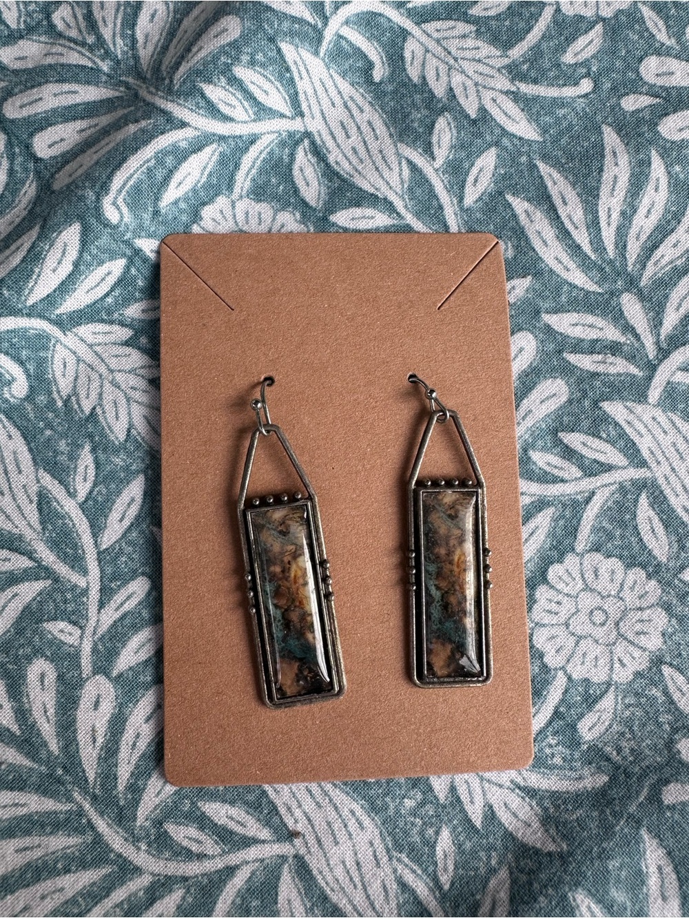 Earthstone Window Drop Earrings | Rustic Boho Dangles | Neutral Statement
